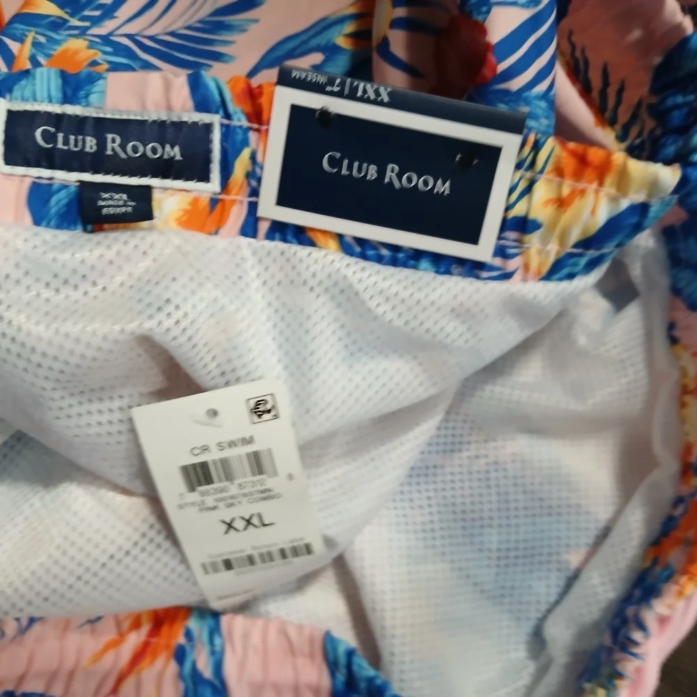 Club Room‎ Pink and Blue Swim Trunks Vibrant Floral Design